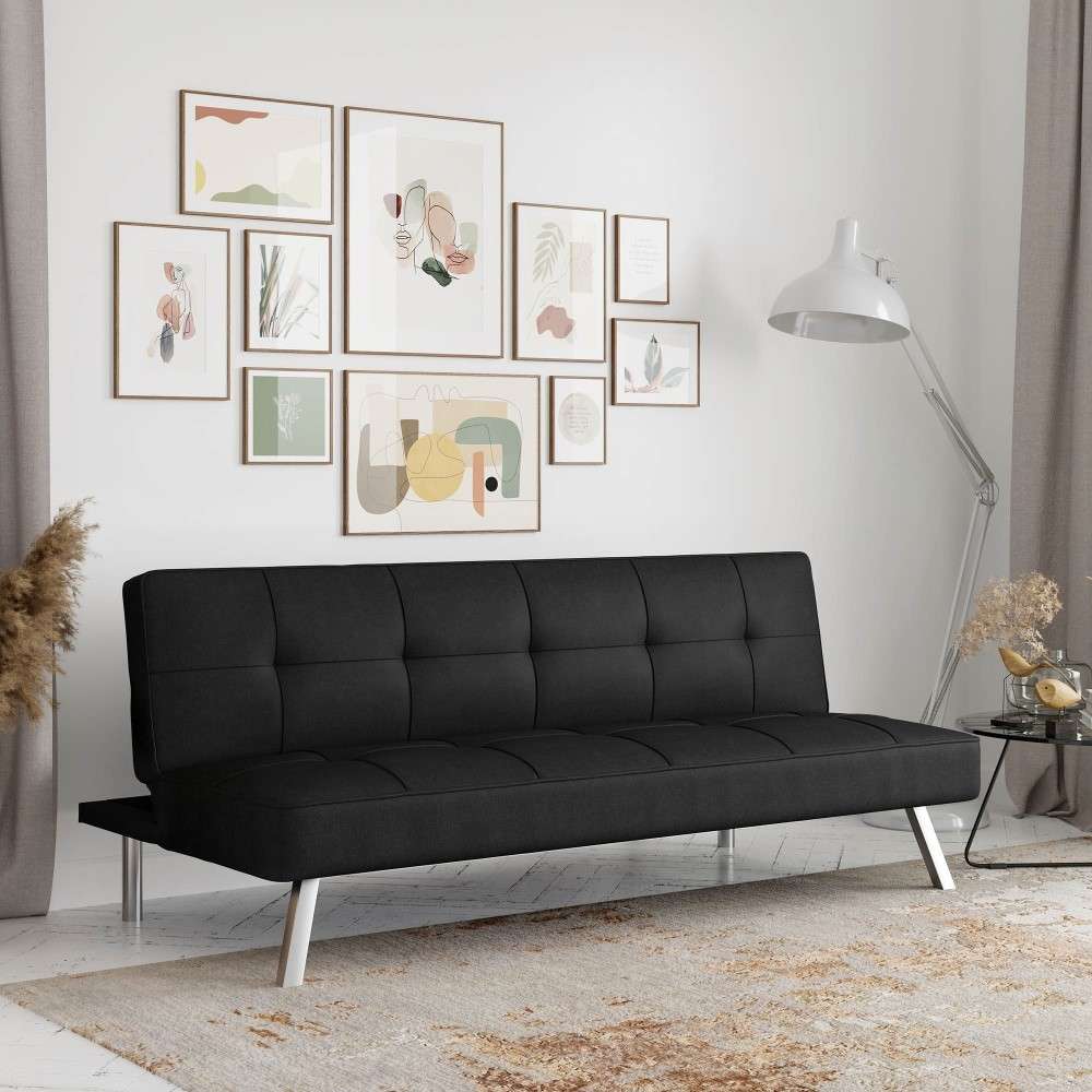 Serta - Cailey Fabric Convertible Futon, Black by Lifestyle Solutions - SC-CRYS3LU2001 veiw 9