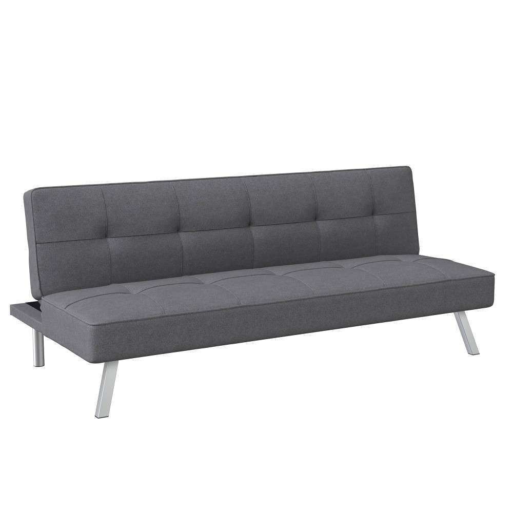 Serta - Cailey Fabric Convertible Futon, Charcoal by Lifestyle Solutions - SC-CRYS3LU2012 veiw 1