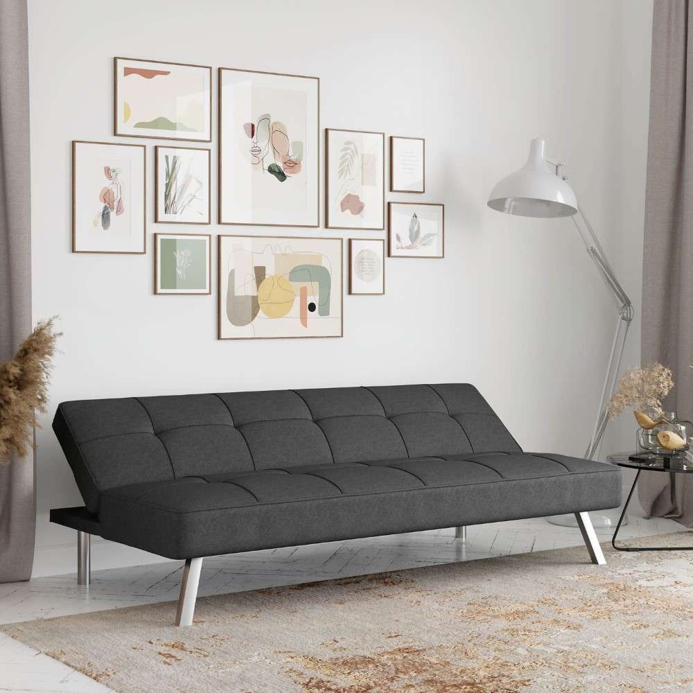 Serta - Cailey Fabric Convertible Futon, Charcoal by Lifestyle Solutions - SC-CRYS3LU2012 veiw 7