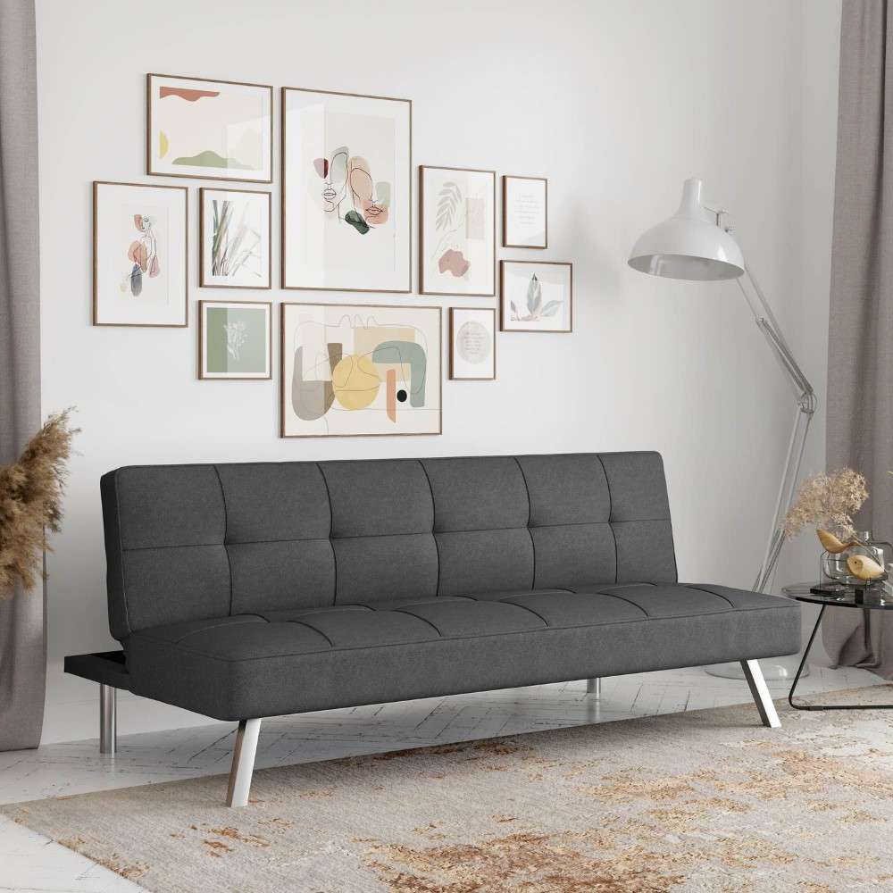 Serta - Cailey Fabric Convertible Futon, Charcoal by Lifestyle Solutions - SC-CRYS3LU2012 veiw 8