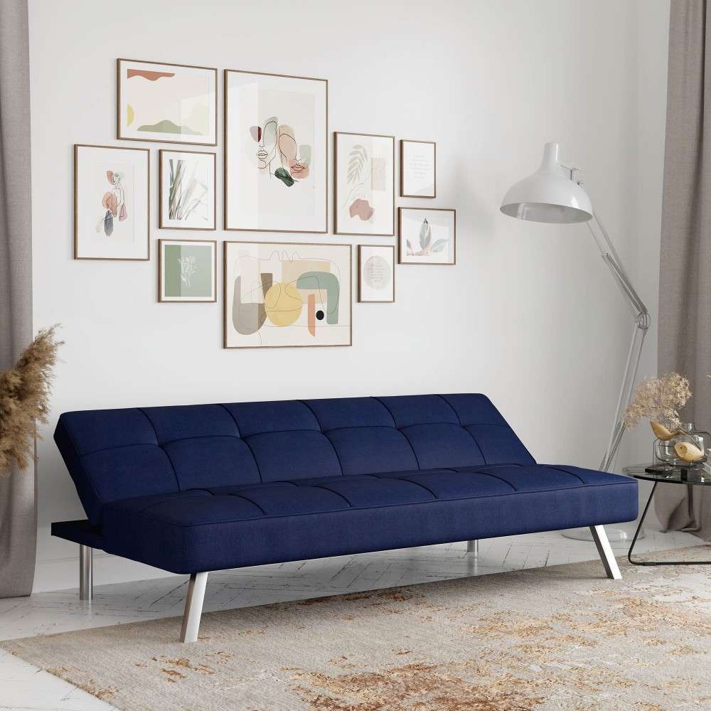 Serta - Cailey Fabric Convertible Futon, Navy by Lifestyle Solutions - SC-CRYS3LU2051 veiw 9