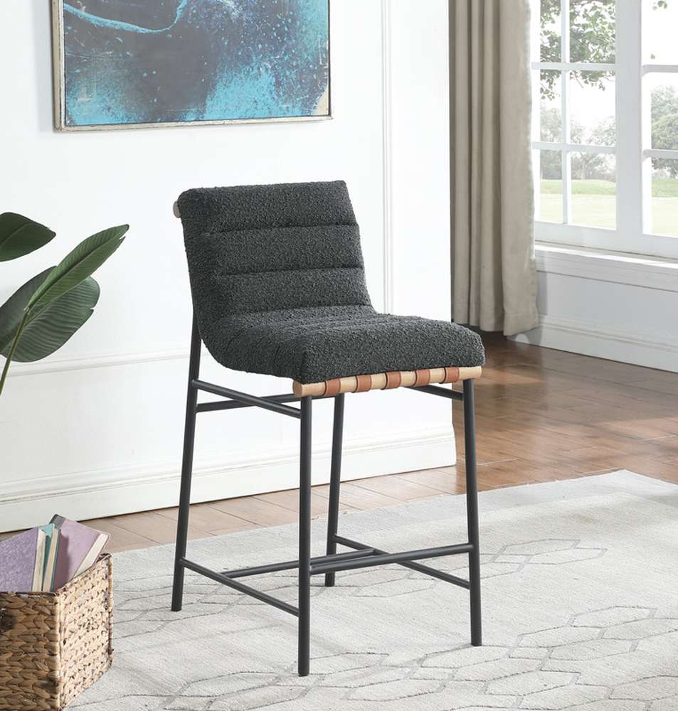 Lilola Home - Lahni Dark Gray Boucle Fabric Counter Height Chair - 30530 veiw 1