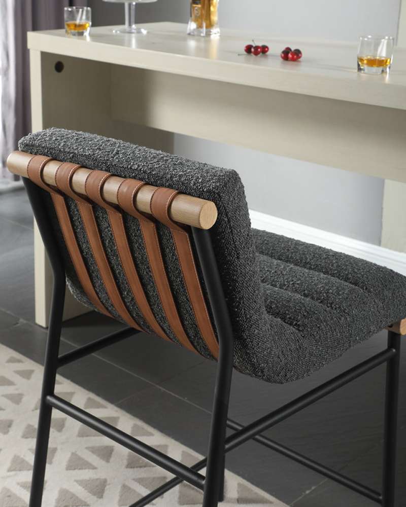 Lilola Home - Lahni Dark Gray Boucle Fabric Counter Height Chair - 30530 veiw 3