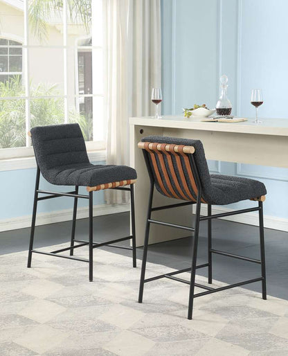 Lilola Home - Lahni Dark Gray Boucle Fabric Counter Height Chair - 30530 veiw 5