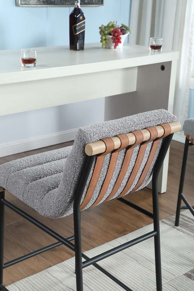 Lilola Home - Lahni Gray Boucle Fabric Counter Height Chair - 30531 veiw 3