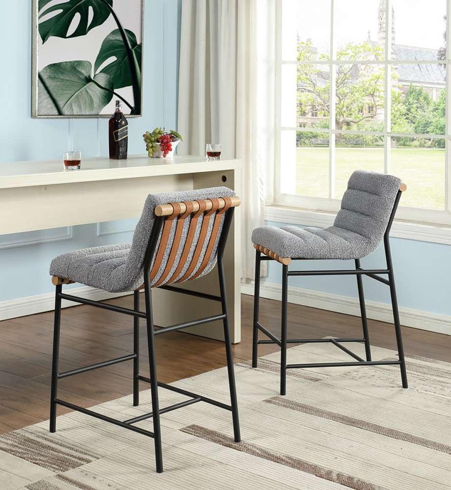 Lilola Home - Lahni Gray Boucle Fabric Counter Height Chair - 30531 veiw 5
