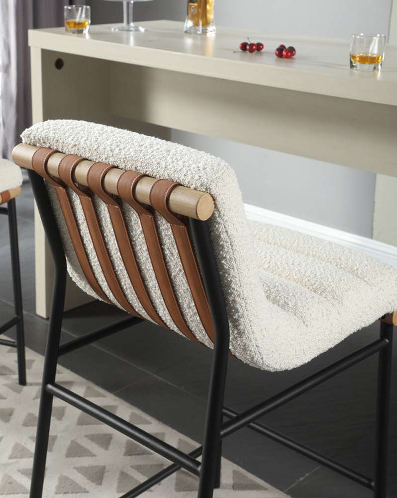 Lilola Home - Lahni White Boucle Fabric Counter Height Chair - 30532 veiw 3