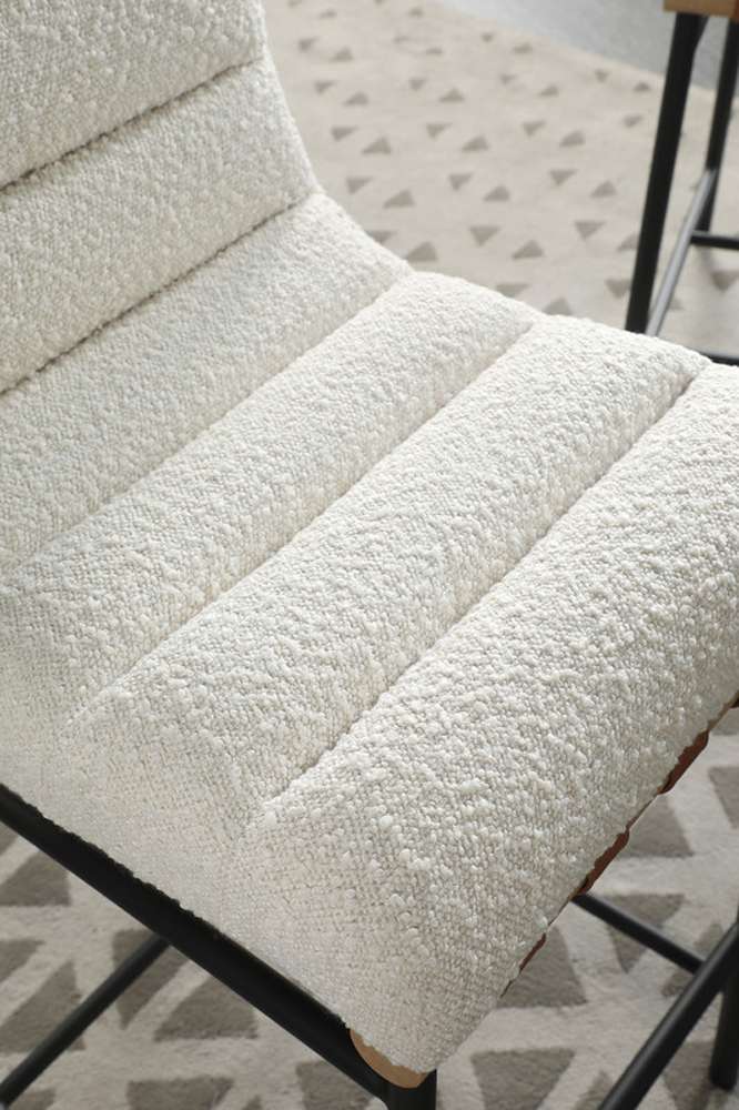 Lilola Home - Lahni White Boucle Fabric Counter Height Chair - 30532 veiw 4