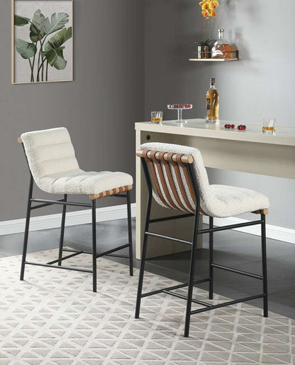 Lilola Home - Lahni White Boucle Fabric Counter Height Chair - 30532 veiw 5