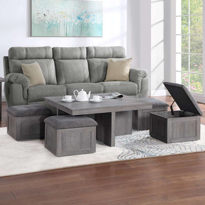 Lilola Home - Moseberg Distressed Gray Coffee Table with Storage Stools and End Table Set - 98011-SET veiw 3