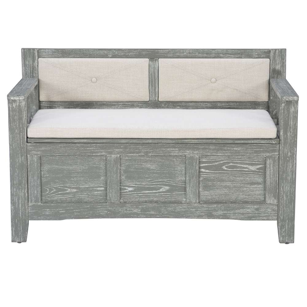 Linon Home Decor - Carlton Bench Weathered Grey - BH213GRY01KDU veiw 2