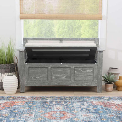 Linon Home Decor - Carlton Bench Weathered Grey - BH213GRY01KDU veiw 9