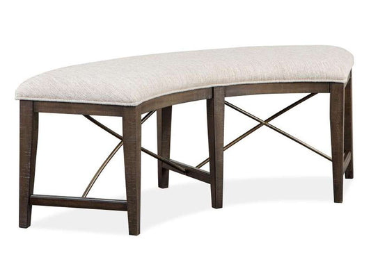 Magnussen- Westley Falls - Wood Curved Bench w/Upholstered Seat KD -D4399-67 veiw 1