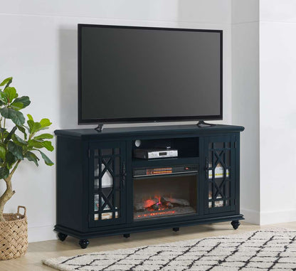Martin Svensson Home -  Elegant 2 Door TV Stand with Fireplace, Catalina Blue - 910195F veiw 1