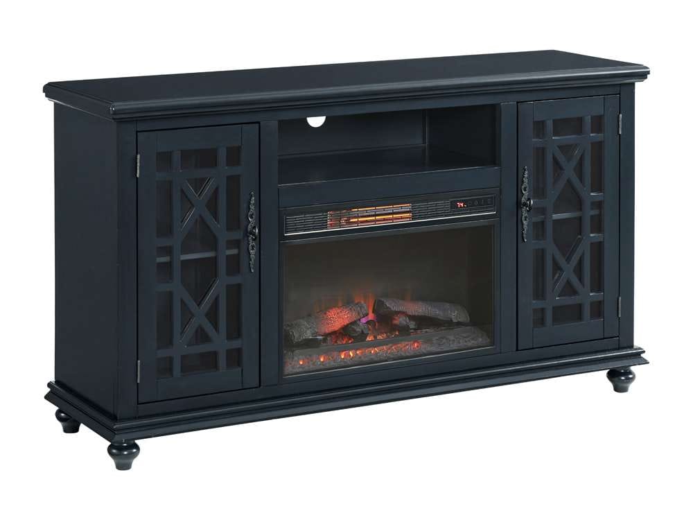 Martin Svensson Home -  Elegant 2 Door TV Stand with Fireplace, Catalina Blue - 910195F veiw 3