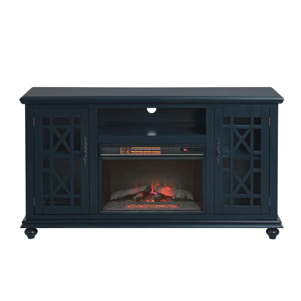 Martin Svensson Home -  Elegant 2 Door TV Stand with Fireplace, Catalina Blue - 910195F veiw 4