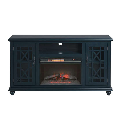 Martin Svensson Home -  Elegant 2 Door TV Stand with Fireplace, Catalina Blue - 910195F veiw 4