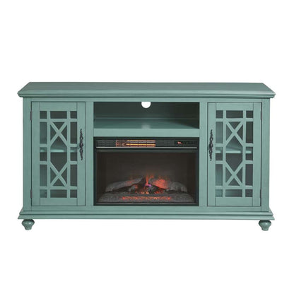 Martin Svensson Home -  Elegant 2 Door TV Stand with Fireplace, Antique Teal - 910191F veiw 5