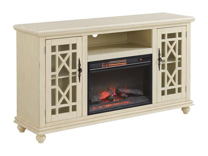 Martin Svensson Home -  Elegant 2 Door TV Stand with Fireplace, Antique White - 910193F veiw 2