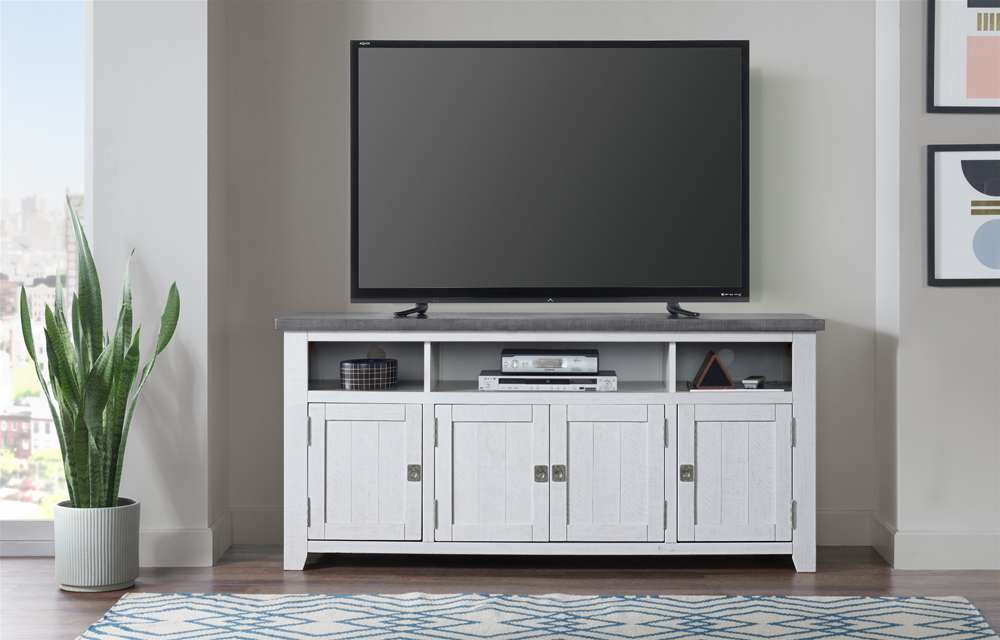 Martin Svensson Home -  Foundry 65in TV Stand, White Stain with Grey Top - 90925 veiw 1