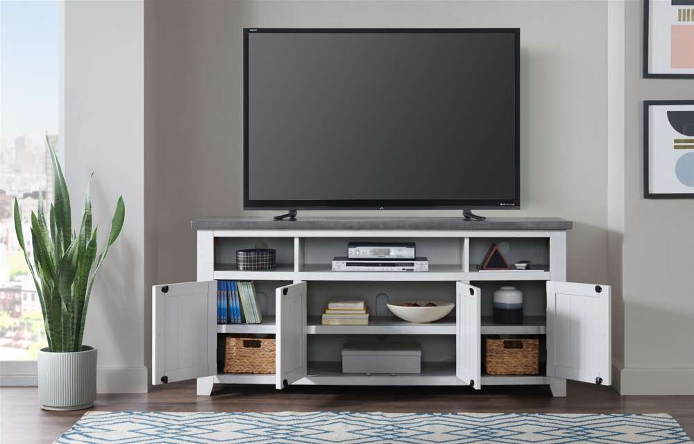 Martin Svensson Home -  Foundry 65in TV Stand, White Stain with Grey Top - 90925 veiw 4