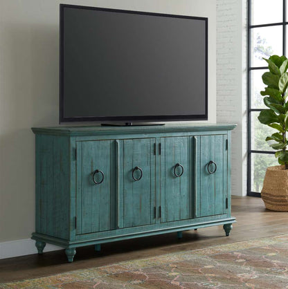 Martin Svensson Home -  Garden District Solid Wood TV Stand, Rustic Turquoise - 909181 veiw 3