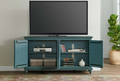 Martin Svensson Home -  Garden District Solid Wood TV Stand, Rustic Turquoise - 909181 veiw 4
