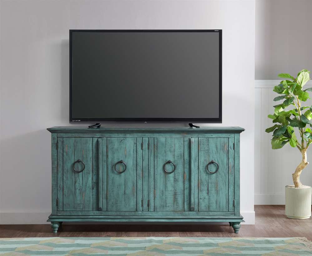 Martin Svensson Home -  Garden District Solid Wood TV Stand, Rustic Turquoise - 909181 veiw 5