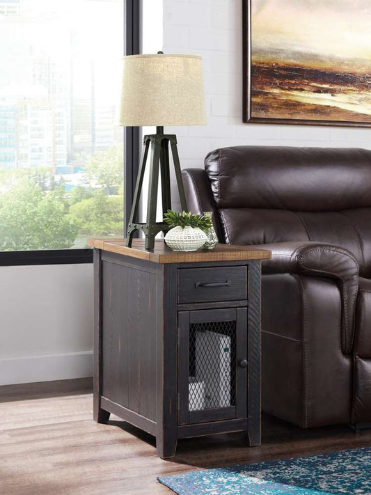 Martin Svensson Home -  Rustic Chairside Table with Power, Antique Black and Honey - 890175 veiw 1