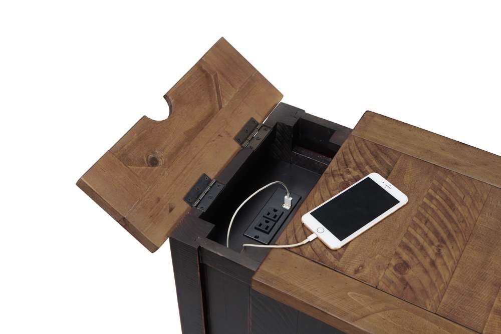 Martin Svensson Home -  Rustic Chairside Table with Power, Antique Black and Honey - 890175 veiw 3