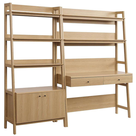Modway - Bixby 2-Piece Wood Office Desk and Bookshelf - EEI-6112-OAK veiw 2
