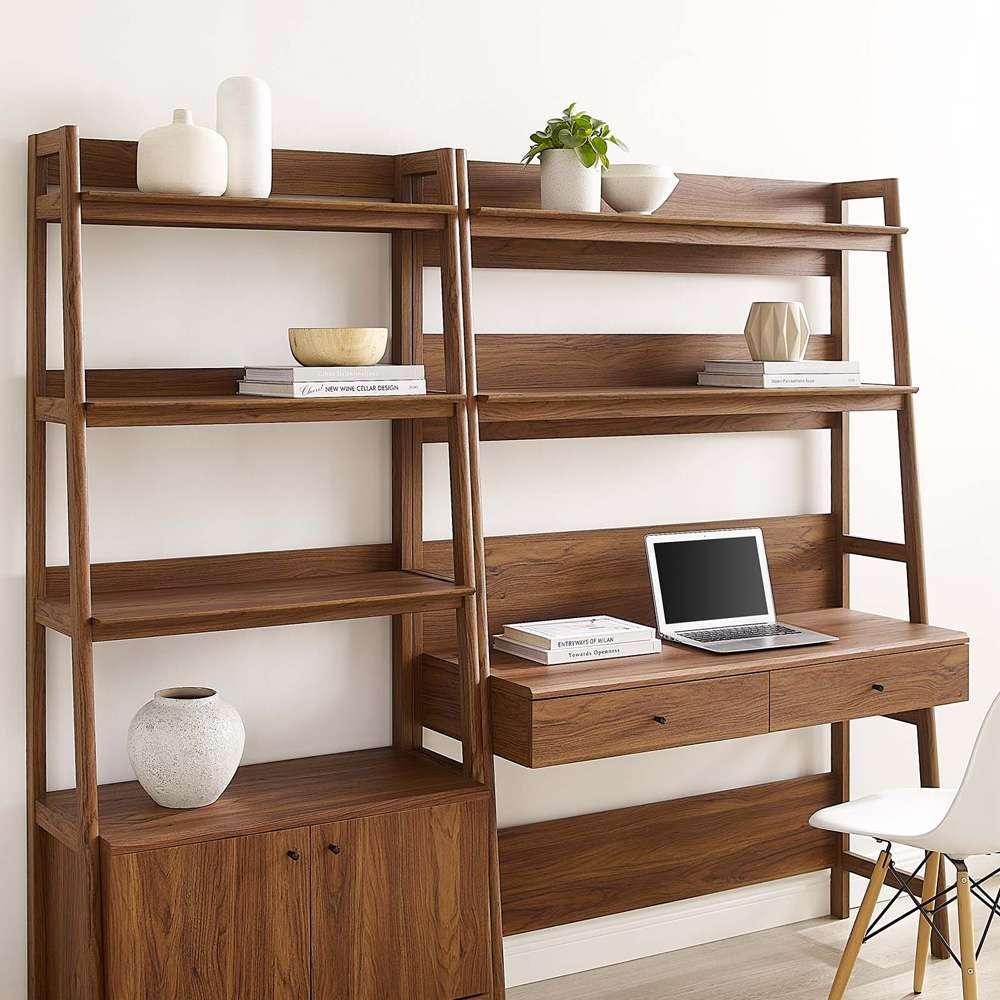 Modway - Bixby 2-Piece Wood Office Desk and Bookshelf - EEI-6112-WAL veiw 4