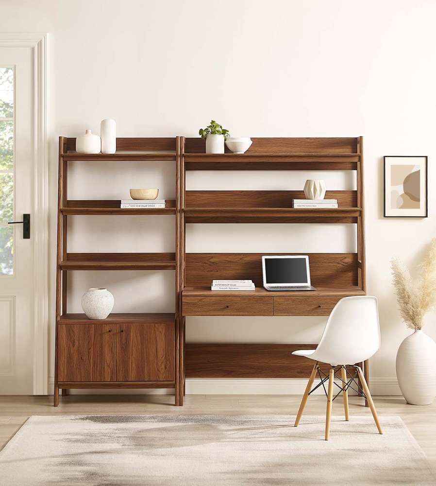 Modway - Bixby 2-Piece Wood Office Desk and Bookshelf - EEI-6112-WAL veiw 6