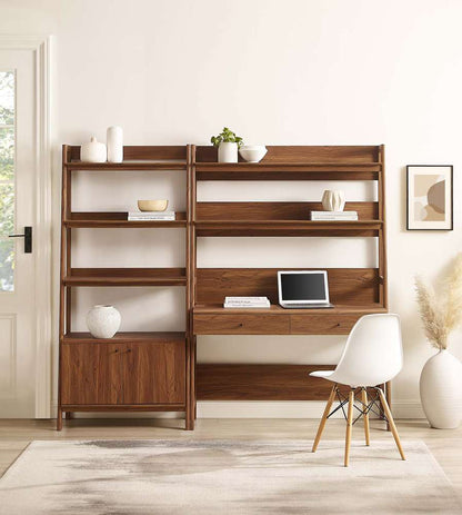 Modway - Bixby 2-Piece Wood Office Desk and Bookshelf - EEI-6112-WAL veiw 6