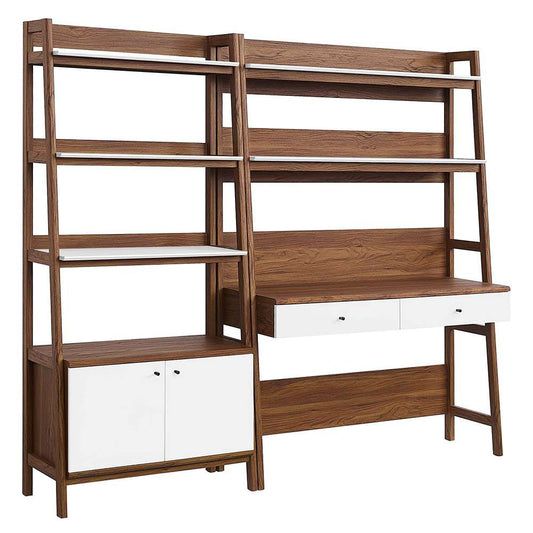 Modway - Bixby 2-Piece Wood Office Desk and Bookshelf - EEI-6112-WAL-WHI veiw 1