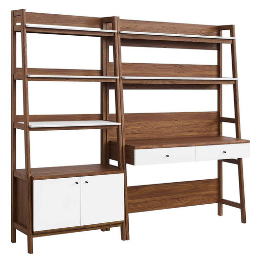 Modway - Bixby 2-Piece Wood Office Desk and Bookshelf - EEI-6112-WAL-WHI veiw 2
