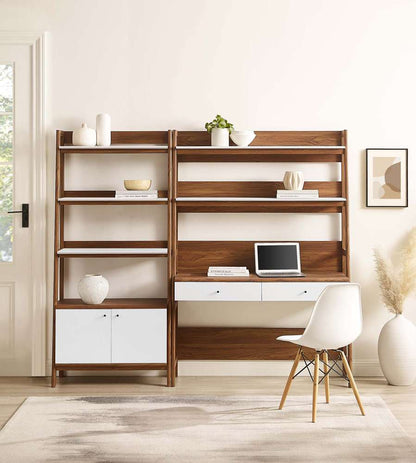 Modway - Bixby 2-Piece Wood Office Desk and Bookshelf - EEI-6112-WAL-WHI veiw 6
