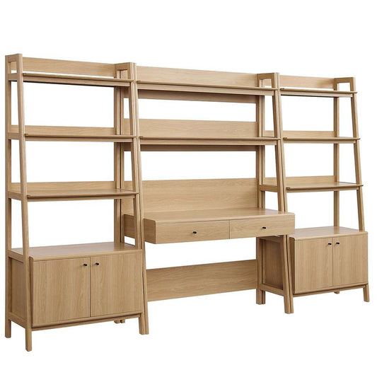 Modway - Bixby 3-Piece Wood Office Desk and Bookshelf in Oak - EEI-6115-OAK veiw 1
