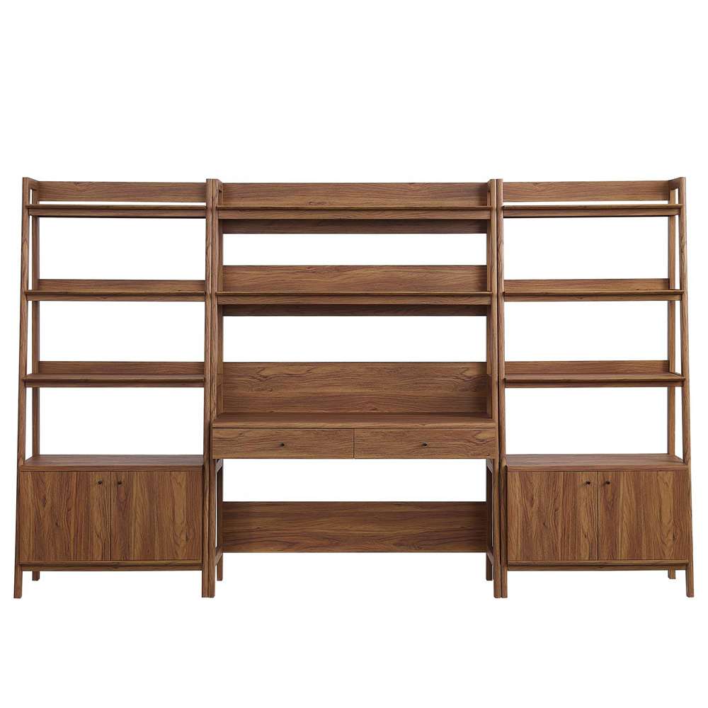 Modway - Bixby 3-Piece Wood Office Desk and Bookshelf in Walnut - EEI-6115-WAL veiw 3