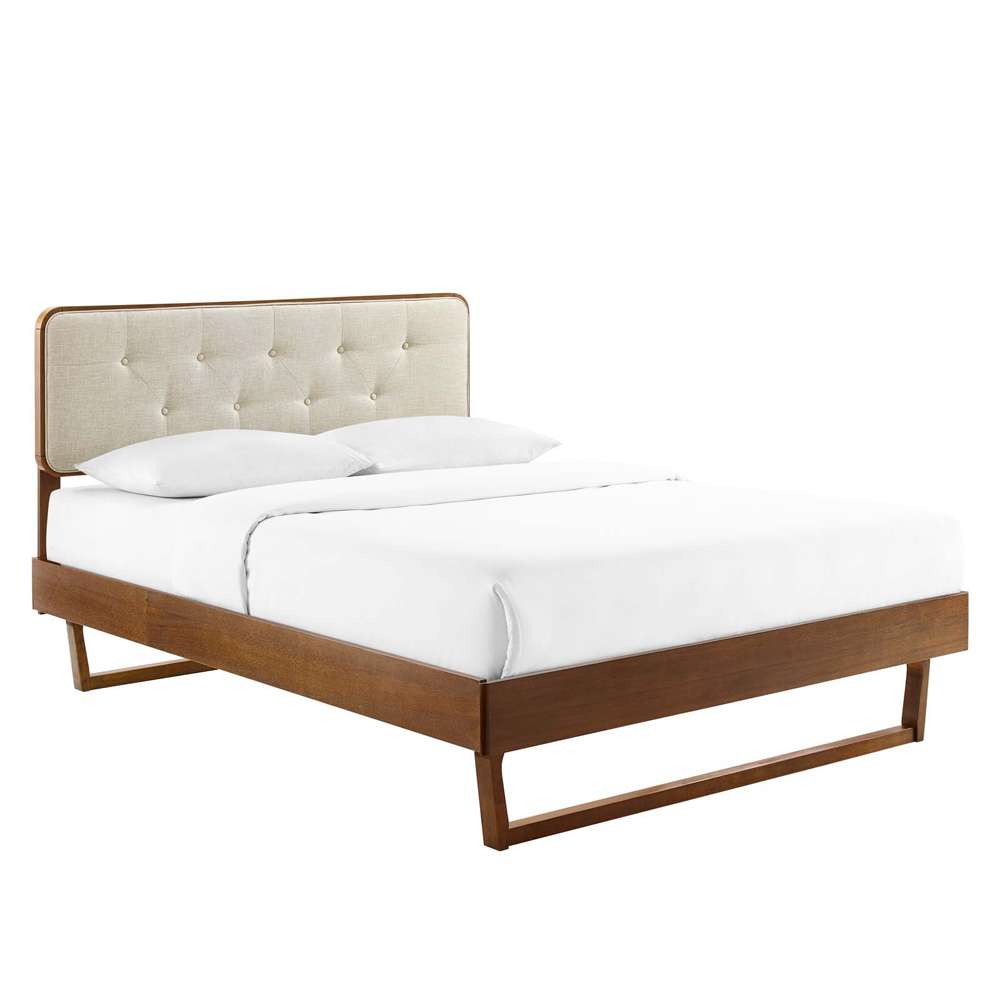 Modway - Bridgette Full Wood Platform Bed With Angular Frame - MOD-6643-WAL-BEI veiw 2
