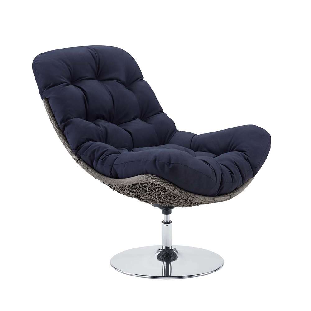 Modway - Brighton Wicker Rattan Outdoor Patio Swivel Lounge Chair - EEI-3616-LGR-NAV veiw 1