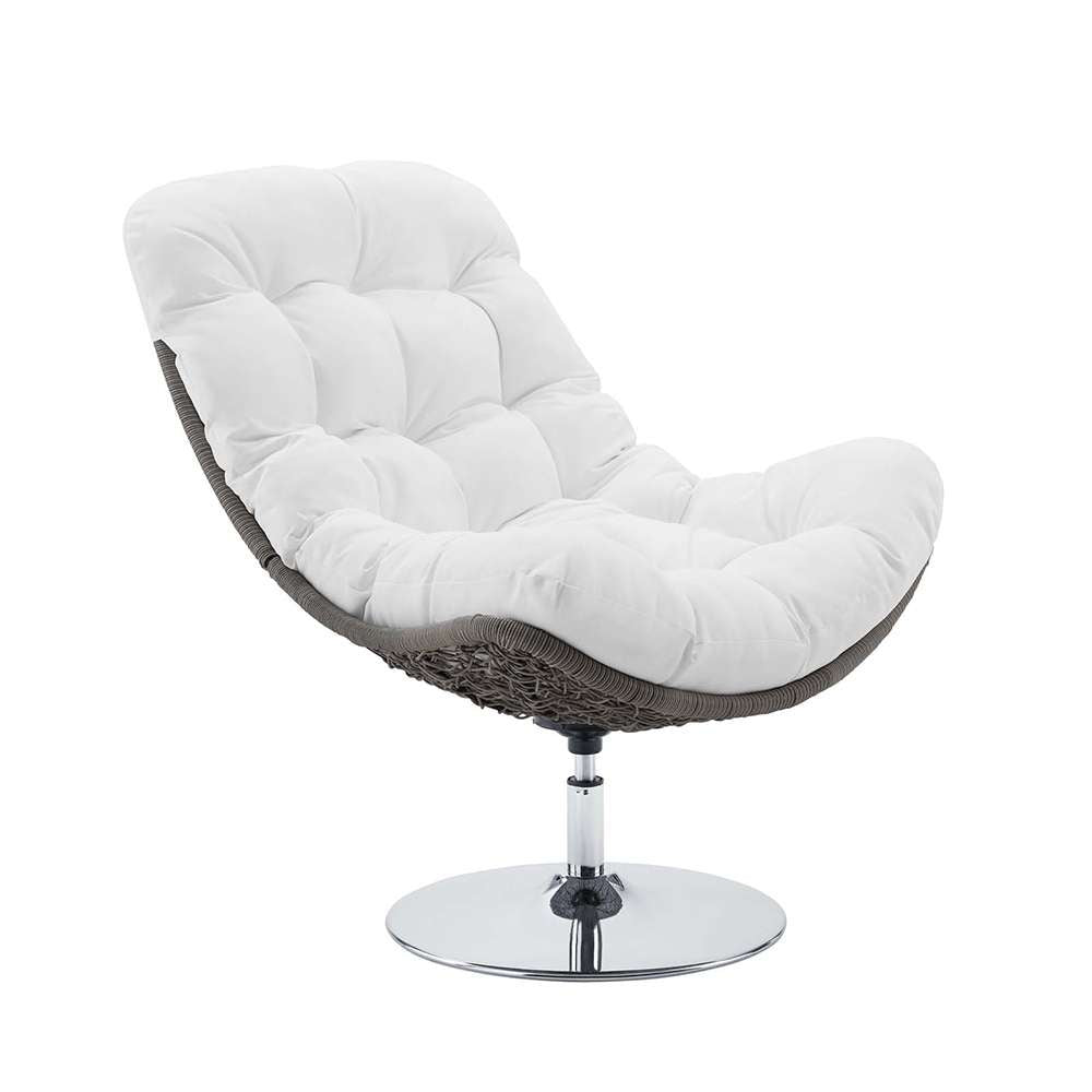 Modway - Brighton Wicker Rattan Outdoor Patio Swivel Lounge Chair - EEI-3616-LGR-WHI veiw 1