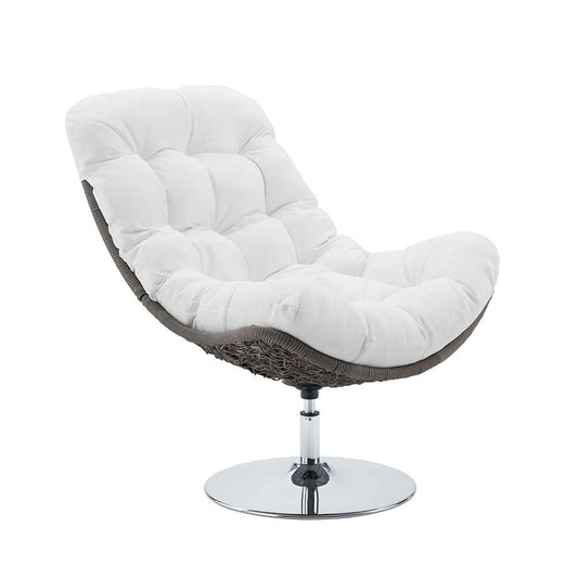 Modway - Brighton Wicker Rattan Outdoor Patio Swivel Lounge Chair - EEI-3616-LGR-WHI veiw 1