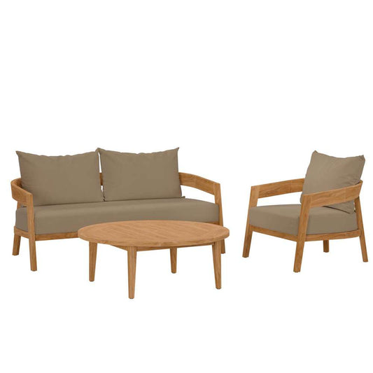 Modway - Brisbane 3-Piece Teak Wood Outdoor Patio Set - EEI-5834-NAT-LBR veiw 2