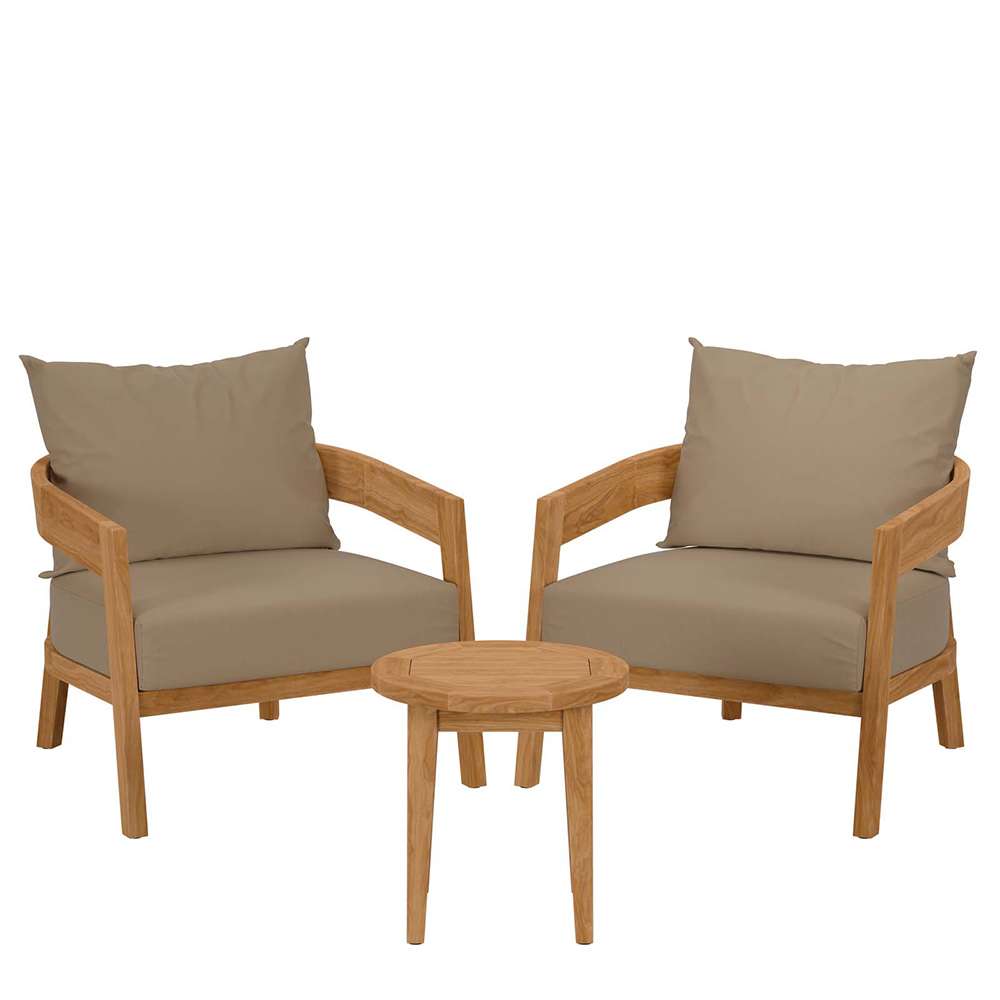 Modway - Brisbane 3-Piece Teak Wood Outdoor Patio Set - EEI-5835-NAT-LBR veiw 1