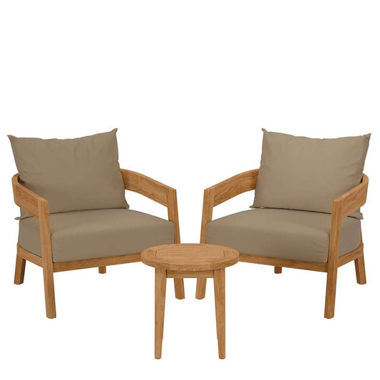 Modway - Brisbane 3-Piece Teak Wood Outdoor Patio Set - EEI-5835-NAT-LBR veiw 1