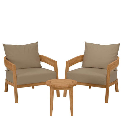 Modway - Brisbane 3-Piece Teak Wood Outdoor Patio Set - EEI-5835-NAT-LBR veiw 2