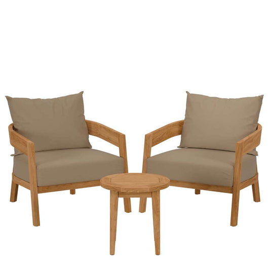 Modway - Brisbane 3-Piece Teak Wood Outdoor Patio Set - EEI-5835-NAT-LBR veiw 2