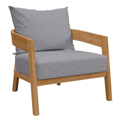 Modway - Brisbane 6-Piece Teak Wood Outdoor Patio Set - EEI-5833-NAT-GRY veiw 6