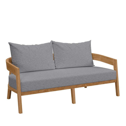 Modway - Brisbane Teak Wood Outdoor Patio Loveseat - EEI-5601-NAT-GRY veiw 2